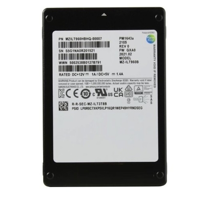 MZILT1T9HBJR-00007 Samsung PM1643A MZILT1T9HBJR-00007 SSD 1.92TB SAS 12Gb/s สภาพใหม่