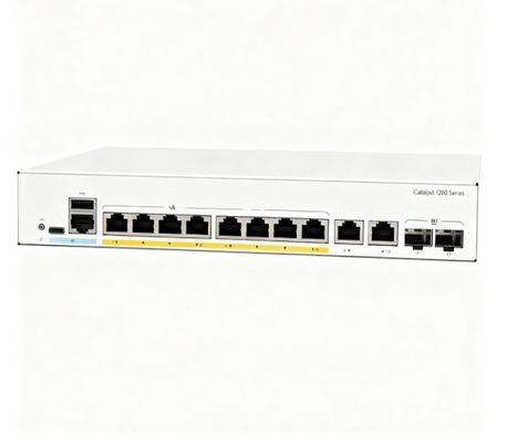 C1200-8FP-2G สายพานติดตั้งราค 120W งบประมาณพลังงาน 2x กิกะบิตทองแดง/1000 SFP สายพานรวม SNMP C1200-8FP-2G