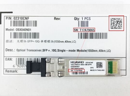 Huawei OSX040N01 SFP+ Module 10G Ethernet Optical Transceiver ด้วยระยะทาง 40 กม ความยาวคลื่น 1550nm และ LC Connector