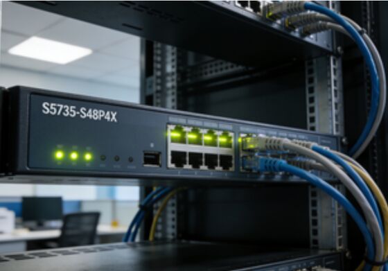Huawei S5735-S48P4X 48-Port Gigabit PoE+ Switch, 4×10G SFP+ Uplink, 672Gbps ความจุในการเปลี่ยน, 1U Rack-Mount