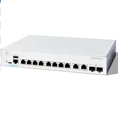 C1200-8P-E-2G Cisco Switches 8x 10/100/1000 PoE+ Port กับงบประมาณพลังงาน 67W 2x Gigabit Copper/SFP Combo Ports สามารถติดตั้ง Rack ได้
